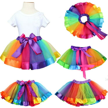Kids Child Girls Rainbow Colorful Tutu Skirt Tulle Tutu Mini Dress Dancewear JH 